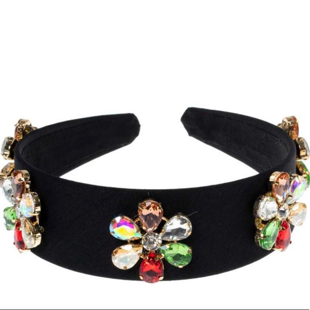 Crystal decorated flower headband